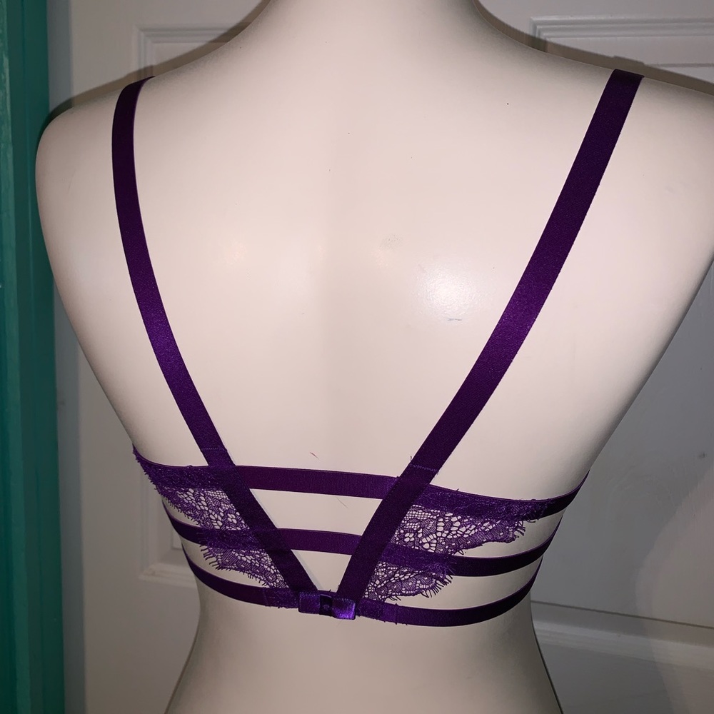 VS 34D Purple Strappy Lace Bra